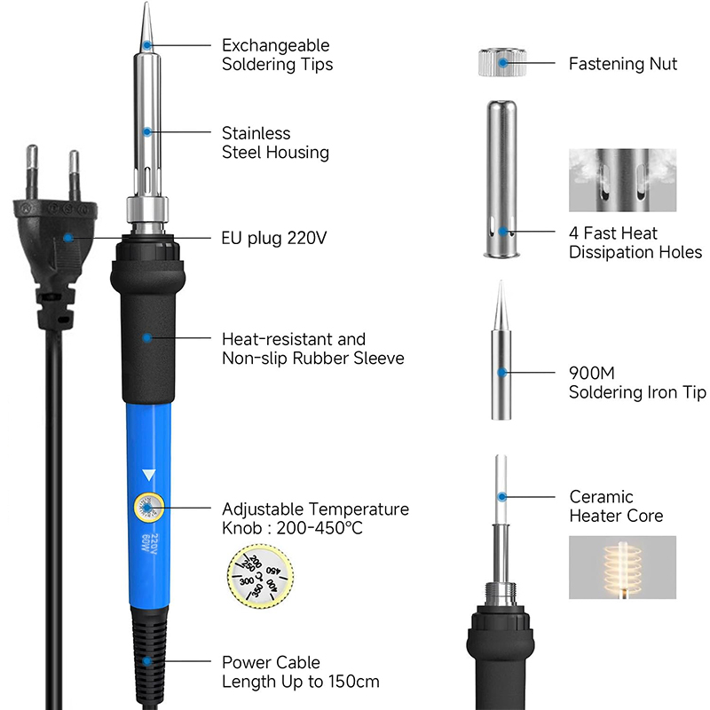 Adjustable Temp 220V 60W Elect - Diy Electronics Tool Kit reseña y precio