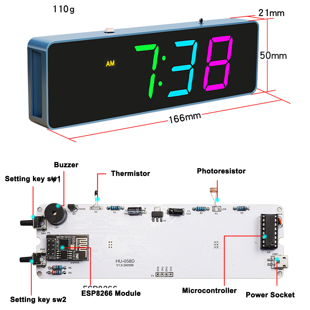 ESP8266 IoT Colorful WiFi Cloc - Diy Home Electronics Projects reseña y precio