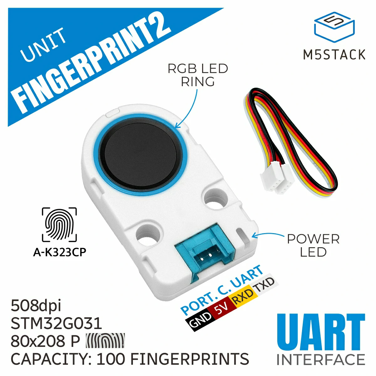 M5Stack Fingerprint2 Recogniti - Diy Electronic Modules reseña y precio