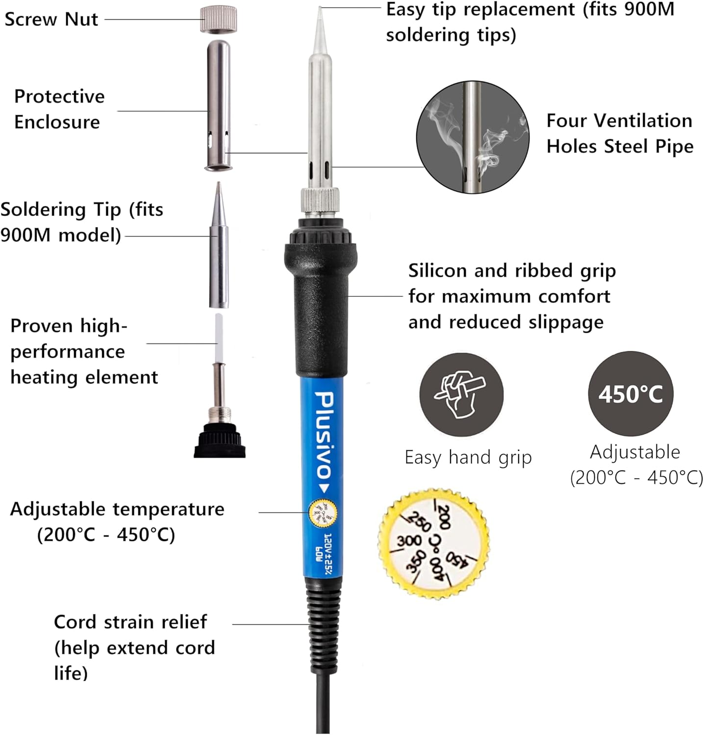 60W Soldering Iron Kit With Ad - Diy Electronics Flux reseña y precio