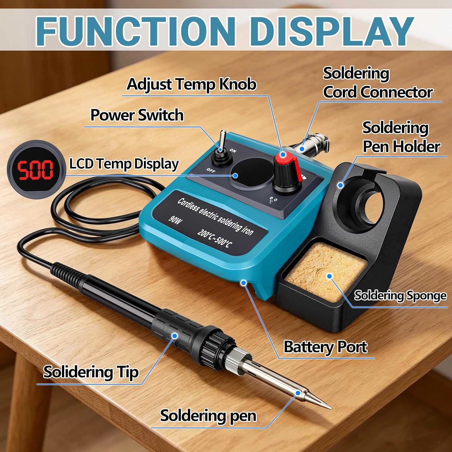 90W LED Digital Cordless Solde - Diy Electronics Tool Kit reseña y precio