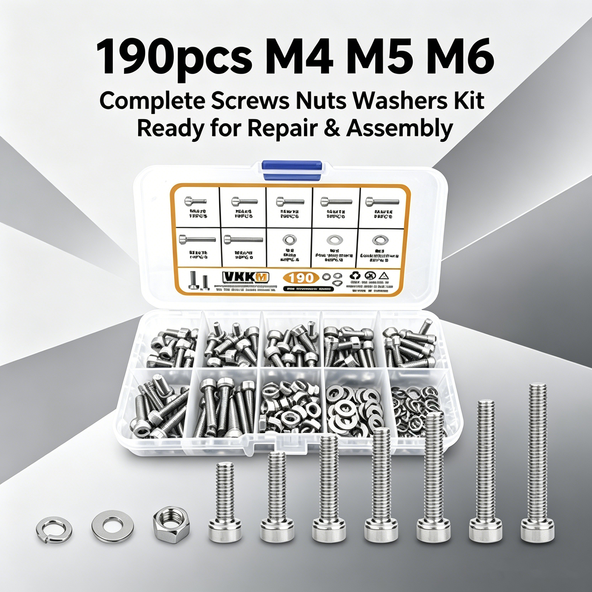 VKKM 190Pcs M4 M5 M6 Hex Socke - Diy Electronics Rack reseña y precio