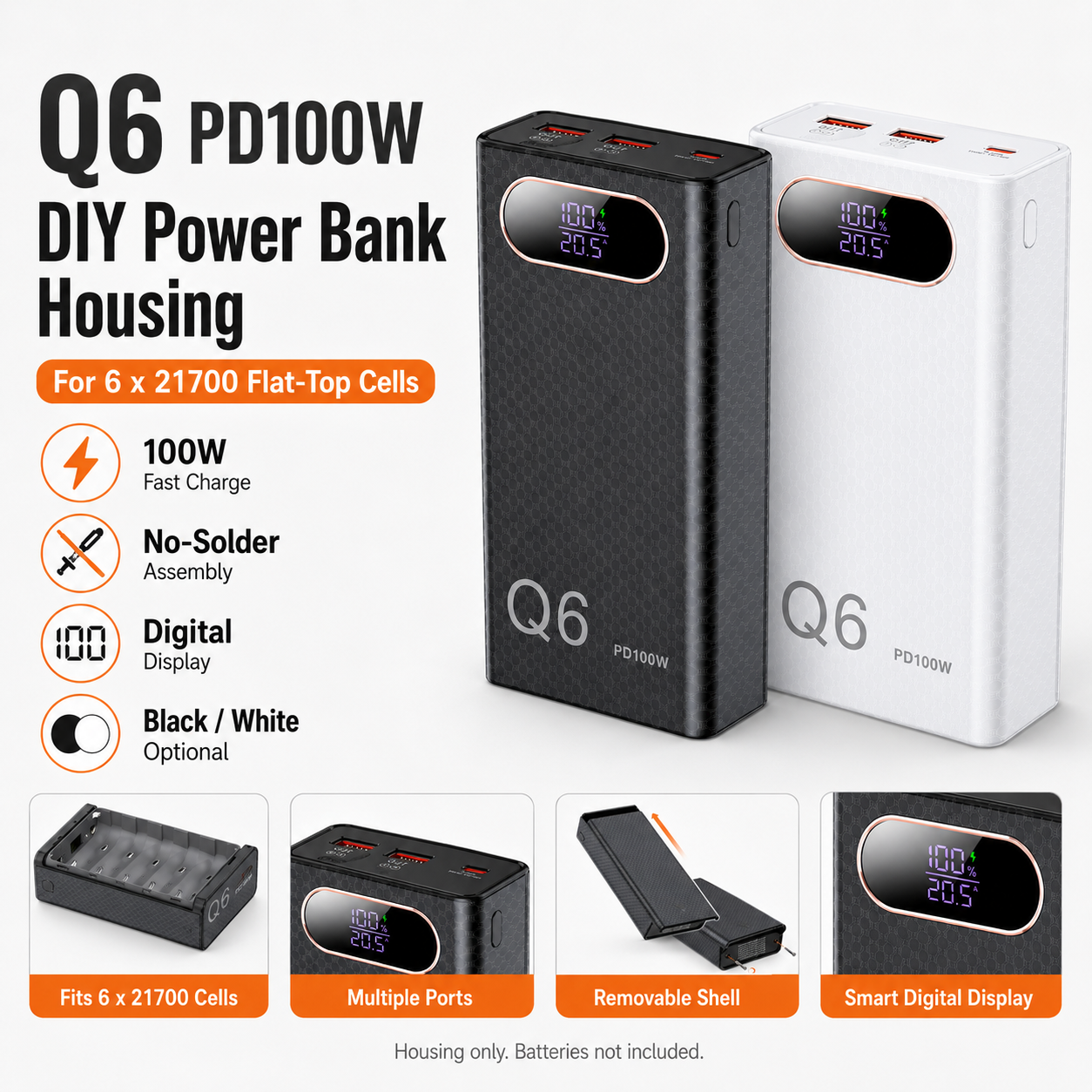 Q6 PD100W DIY Power Bank Housi - Diy Electronics Tool Kit reseña y precio