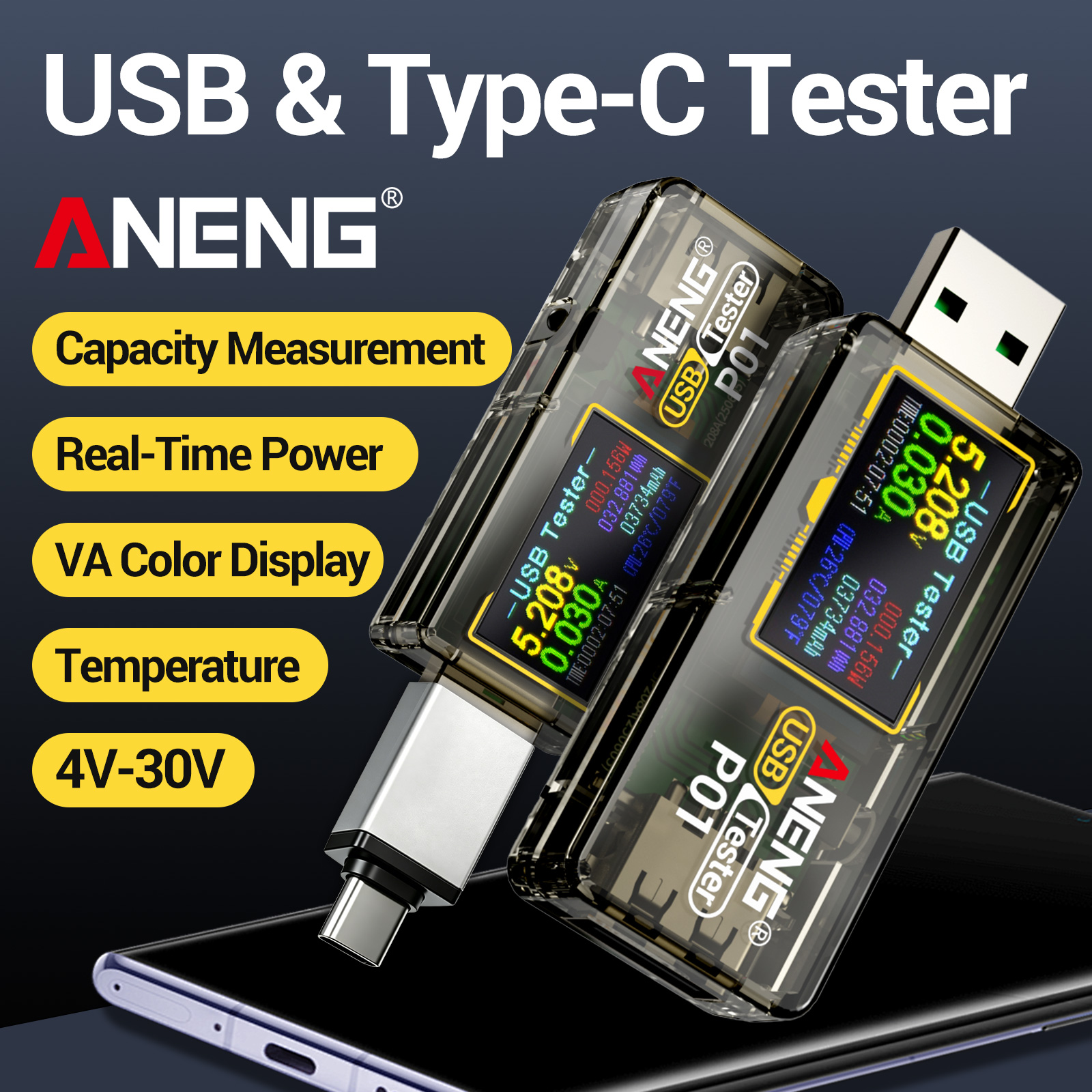ANENG P01 USB Type C Tester Di - Logic Analyzer Usb reseña y precio